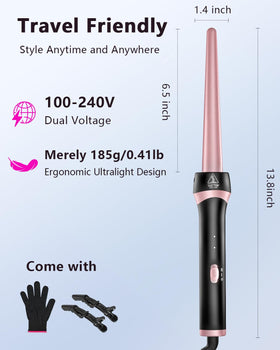 Santiway curling wand dual voltage for travel-friendly styling worldwide.