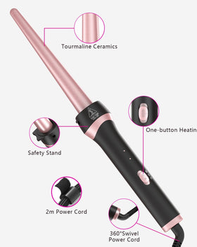 Santiway curling wand features a 360-degree swivel cord for smooth curling.