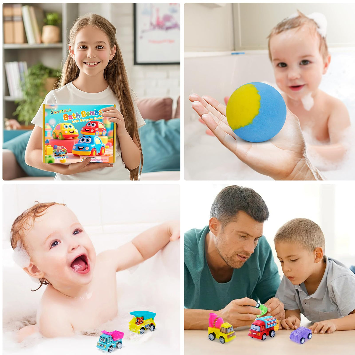 Colorful bubbles and child-friendly scents create a playful, soothing bath experience