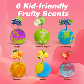 Six fragrances including orange, lemon, and blueberry for varied sensory moments