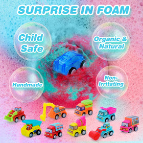 Santrela bath bombs feature pull-back cars for added bath time fun