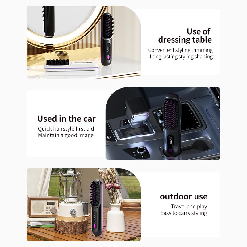 SANTVOLO cordless hair brush uses negative-ion ceramic technology for smoother results.