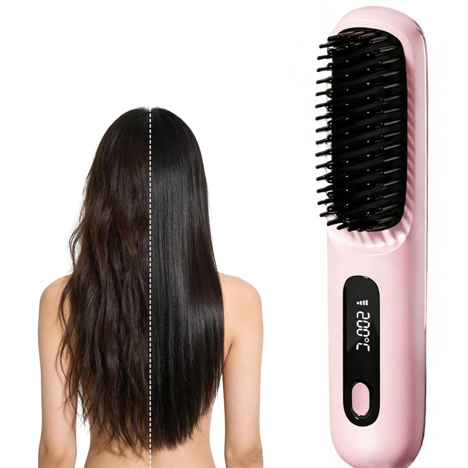 SANTVOLO cordless hair brush for short hair enables quick on-the-go styling.