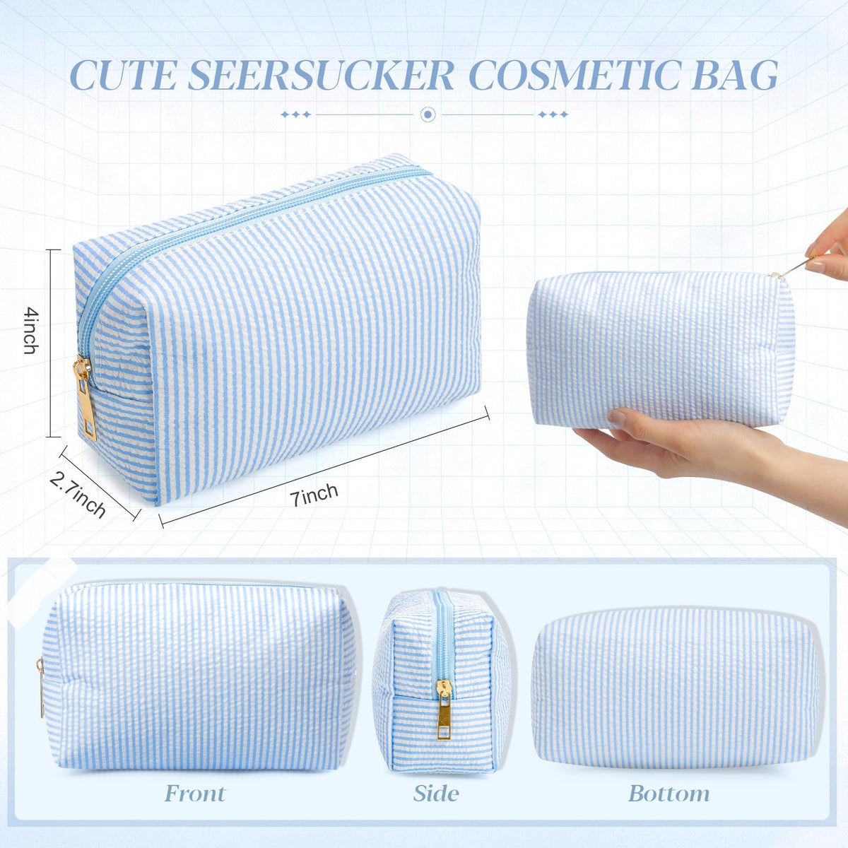 Sanwuta 12-pcs seersucker bags bulk for versatile bridal party favors.