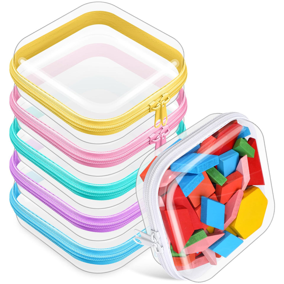 Sanwuta six-pack clear zipper cases for easy travel organization.