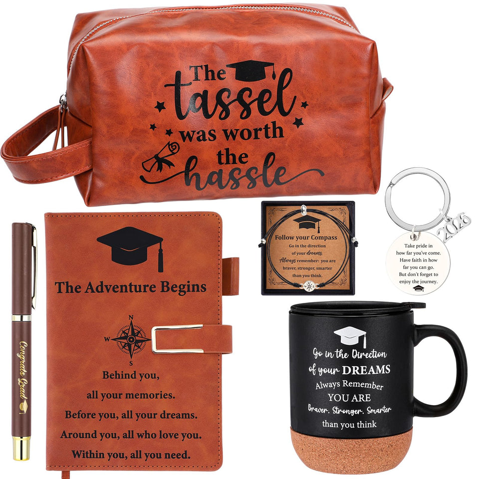Sanwuta brown leather toiletry bag; durable travel organizer with smooth zipper.
