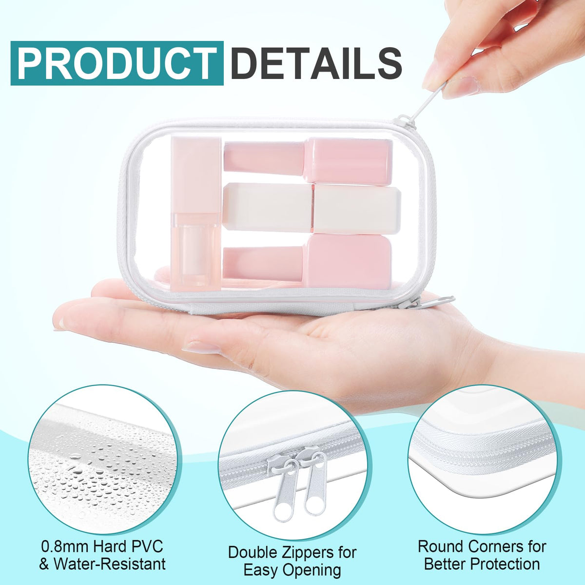 Sanwuta clear case with double zippers and reinforced edges ensures secure storage.