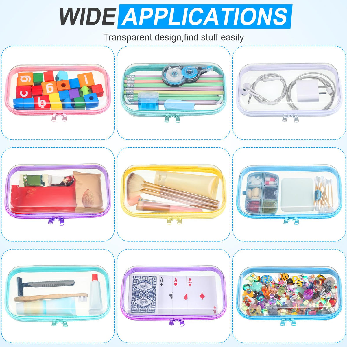 Sanwuta clear zipper case diaper bag essentials, quick access to needed items.