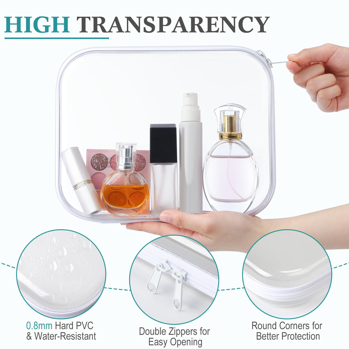 Sanwuta clear zipper case for toiletries offers easy access during travel