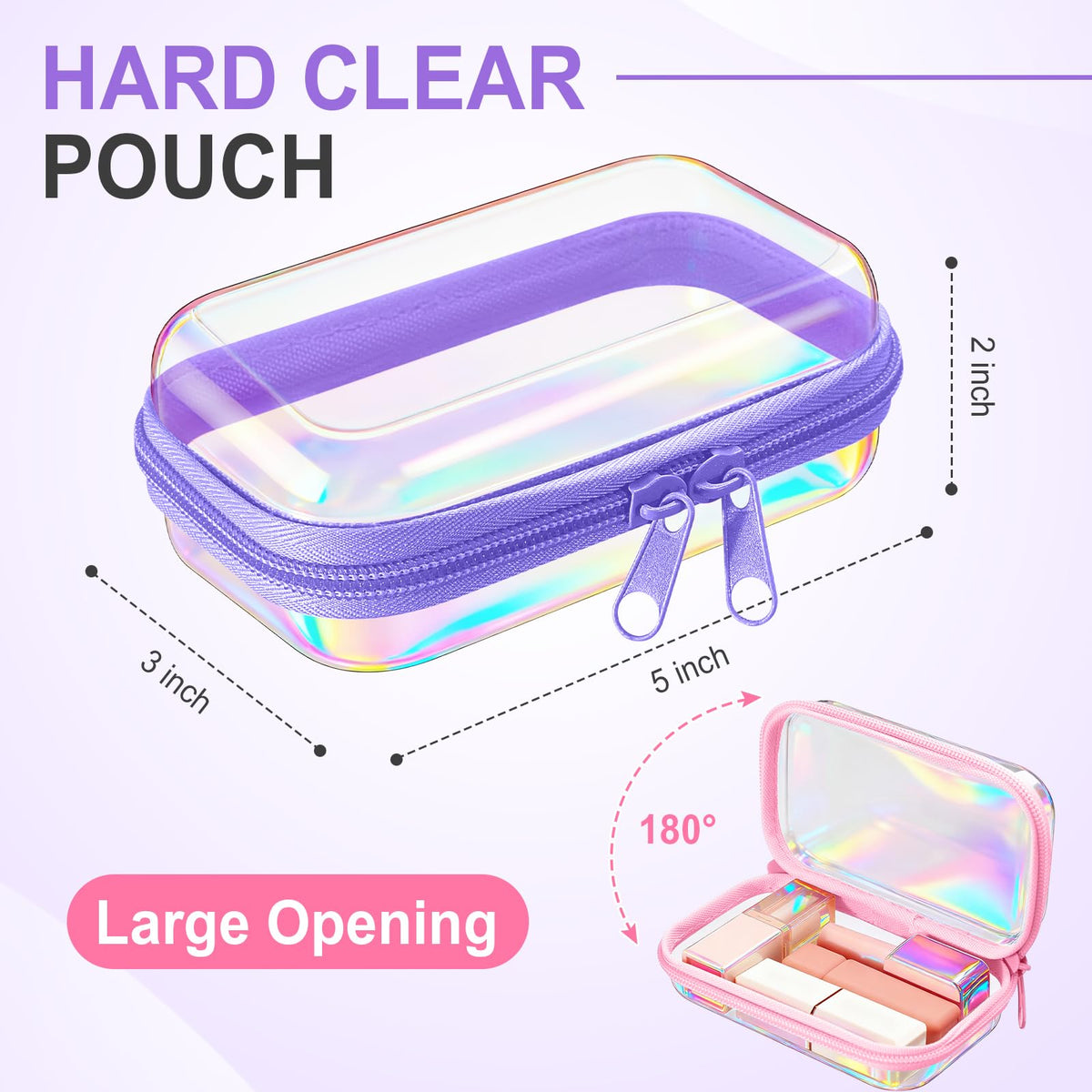 Sanwuta transparent makeup bag zipper case; quick view helps cosmetics on the go.