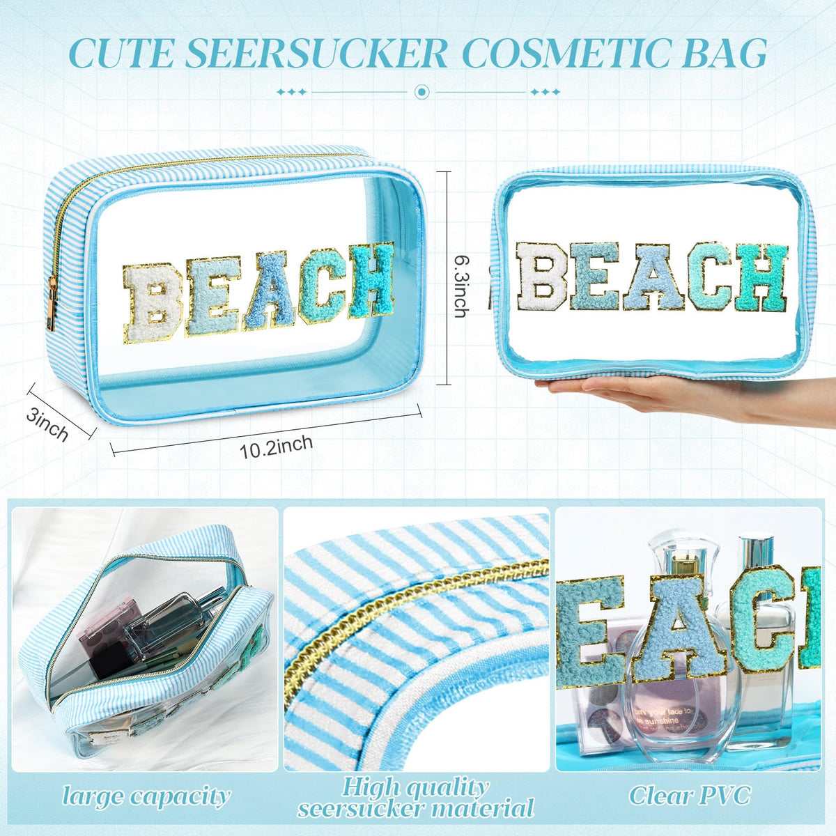 Sanwuta clear makeup pouch for easy item identification
