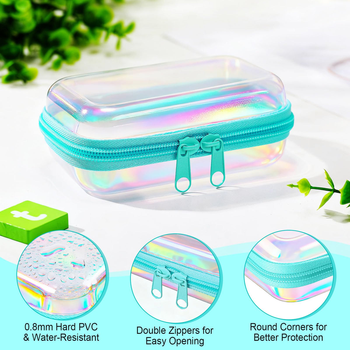 Sanwuta clear toiletry case; sturdy PVC keeps items organized during trips.
