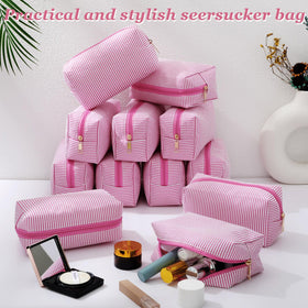 Sanwuta embroidery-ready cosmetic bag in pink, ready for customization.