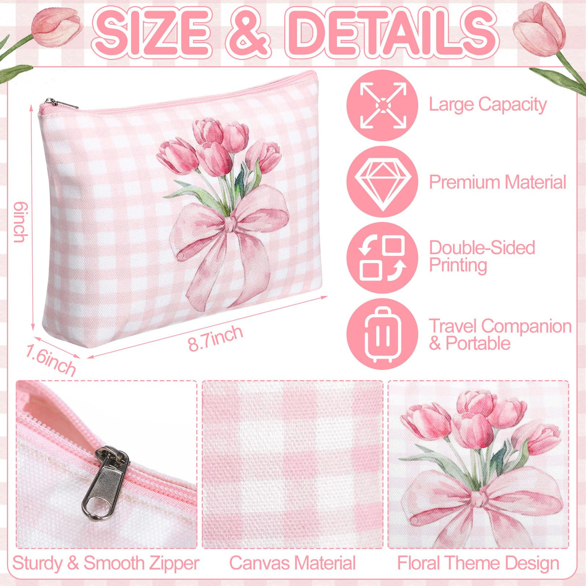 Sanwuta blue floral bag helps keep small items tidy during trips.