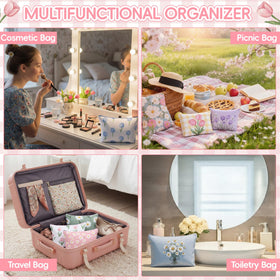 Sanwuta bouquet pattern pouch stores cosmetics and accessories neatly.