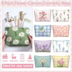 Sanwuta tulip design makeup bag with zipper for travel storage.