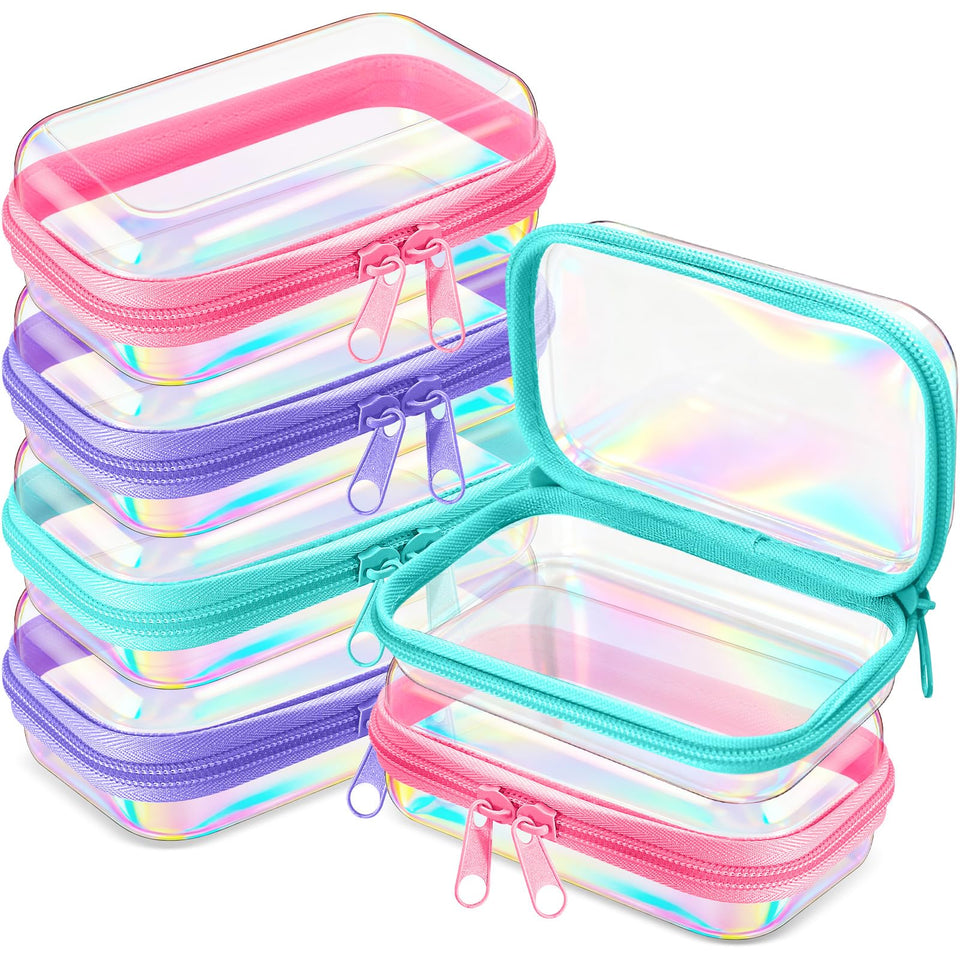 Sanwuta holographic clear zipper case; six-pack travel organizers for easy packing.