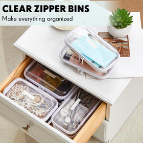 Sanwuta stackable clear storage boxes save space in bathrooms and classrooms