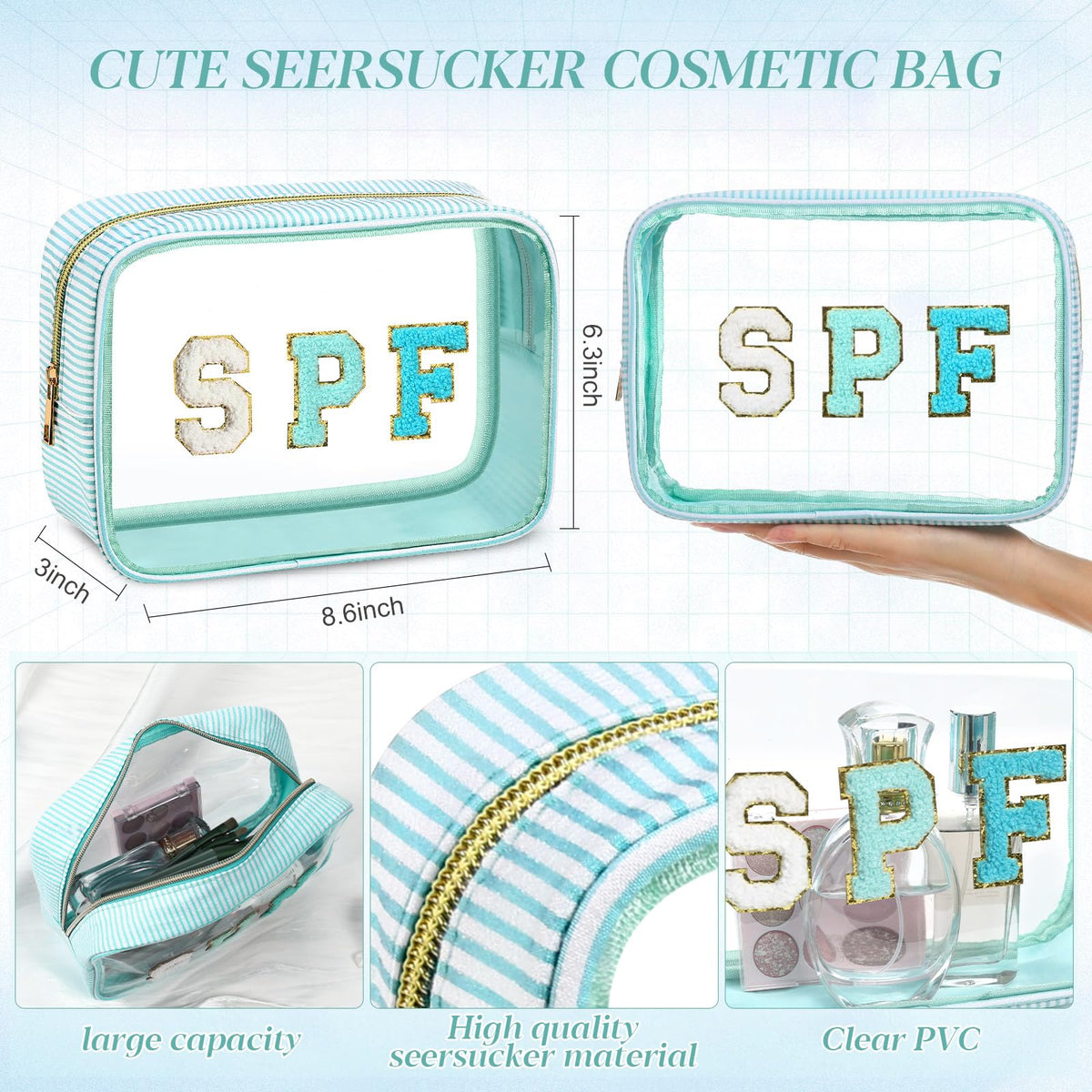 Sanwuta large-capacity clear makeup bag suitable for cosmetics and toiletries while traveling