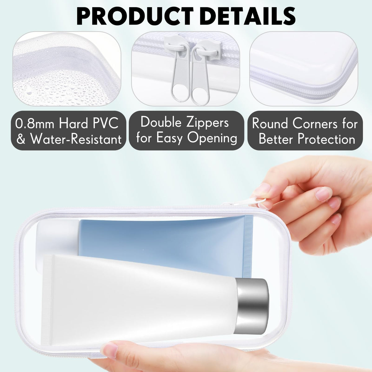 Sanwuta S/M clear zipper pouch for stationery and beads