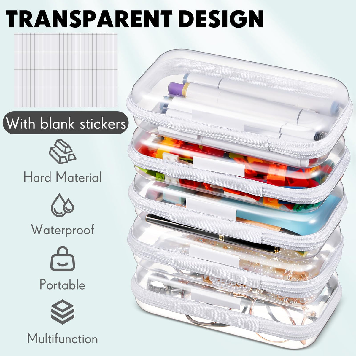 Sanwuta M clear zipper case with reinforced edges for daily use