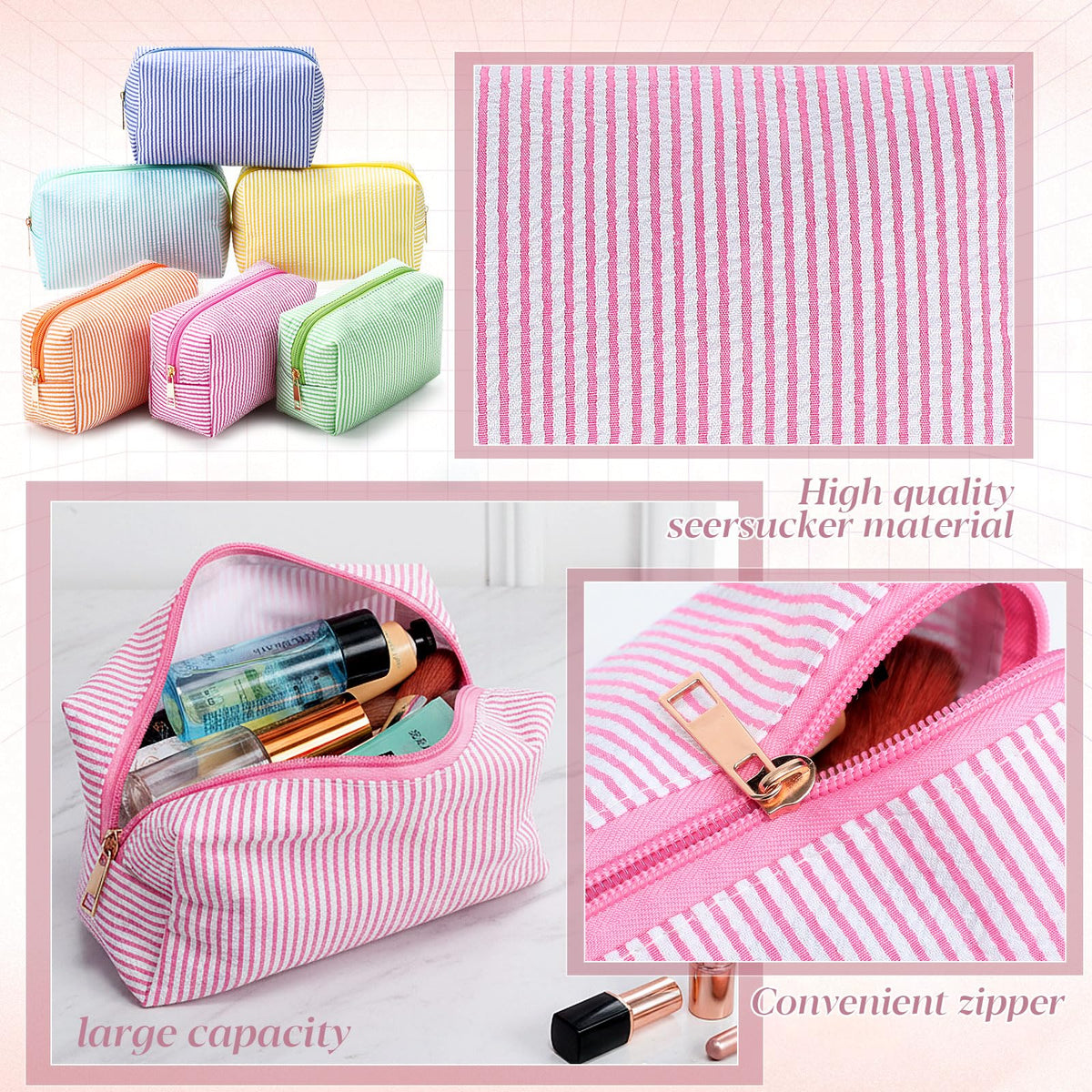 Sanwuta seersucker striped design enhances bridal party gifts with a playful vibe.