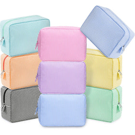 Sanwuta seersucker cosmetic bag striped bulk; lightweight, easy to clean for travel