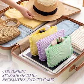 Sanwuta seersucker makeup bag durable metal zipper for secure daily use.