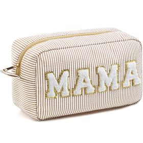 Sanwuta seersucker makeup bag with striped fabric for organized cosmetics