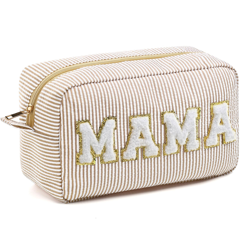 Sanwuta seersucker makeup bag with striped fabric for organized cosmetics