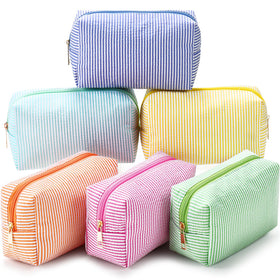 Sanwuta seersucker makeup pouch six-pack for stylish storage on the go.