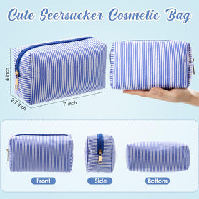 Sanwuta seersucker makeup pouch with stripe design supports easy travel storage and daily use.