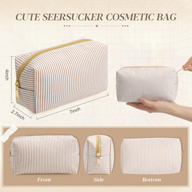 Sanwuta striped cosmetic bag 18x10x7cm ideal for daily essentials and in-purse organization