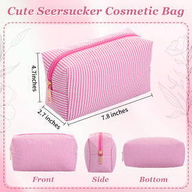Sanwuta striped makeup pouch in pink, ideal for daily essentials and quick access.