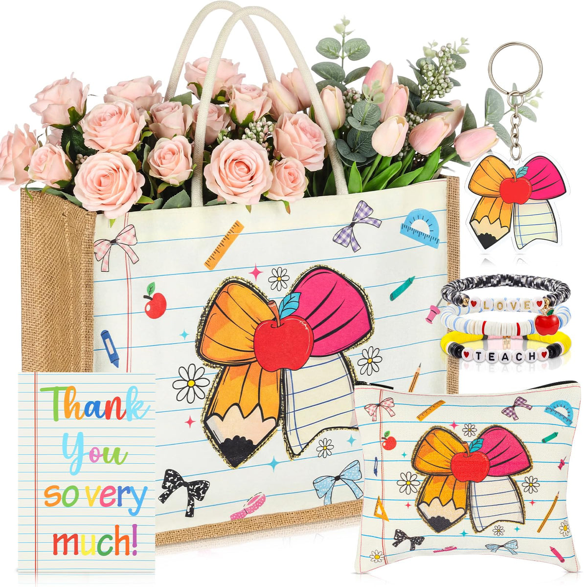 Sanwuta teacher gift set tote bag with ample space for books and daily essentials.