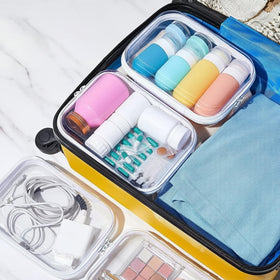 Sanwuta toiletry organizer bag fits cosmetics and essentials.