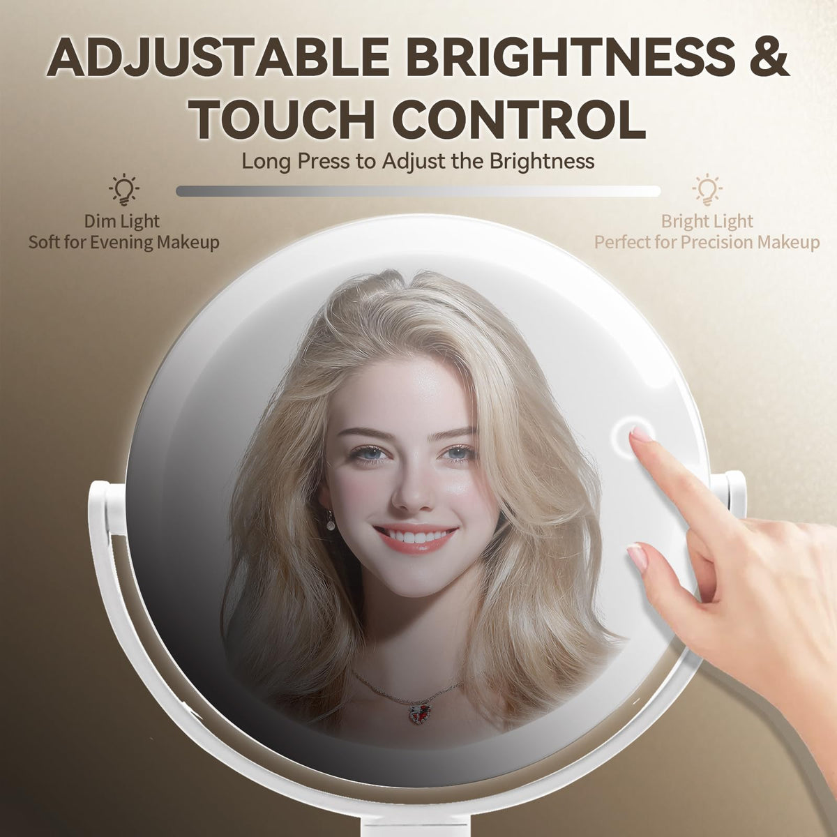 SANYCASA makeup mirror with lights 3 color modes match skin tones.