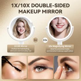 SANYCASA makeup mirror with lights flat mirror 1x shows your full face.