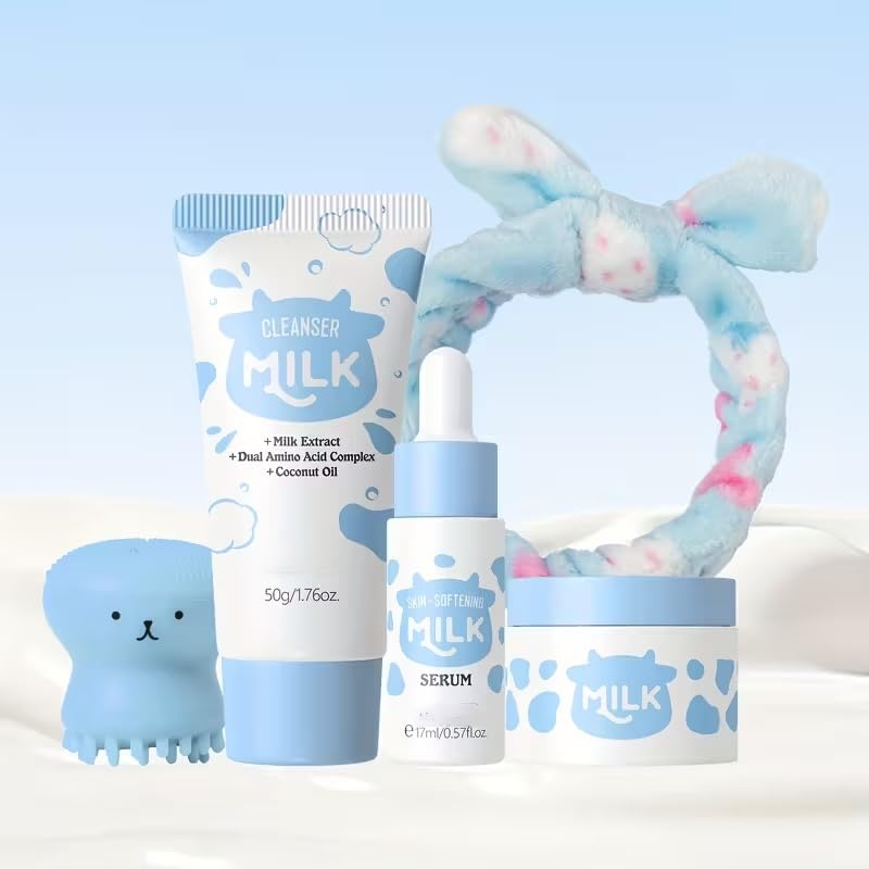 SANZHUAN Milk Skincare Set for Teens cream image showcases a hydrating formula for soft, comfortable skin.