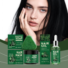 SANZHUAN Usman Grass Shampoo Bar rinse showing scalp purification for balanced cleanliness.