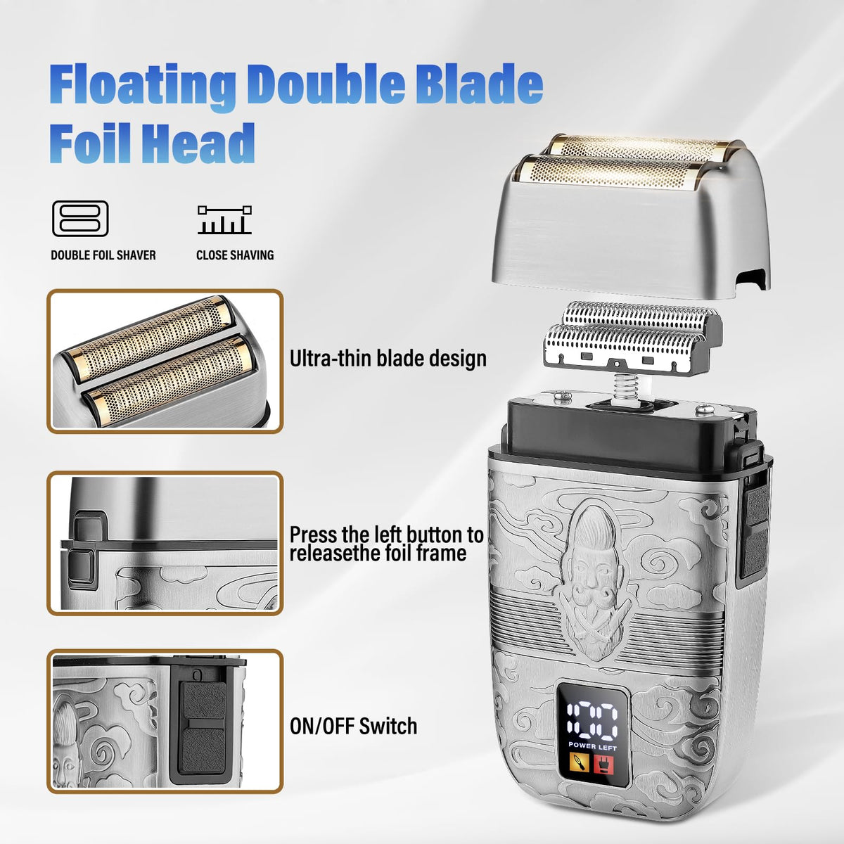 Saoilli foil shaver head delivering smooth, foil-based shaving