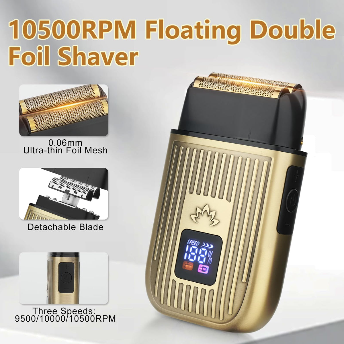 Saoilli LED display shows battery status for on-the-go grooming.