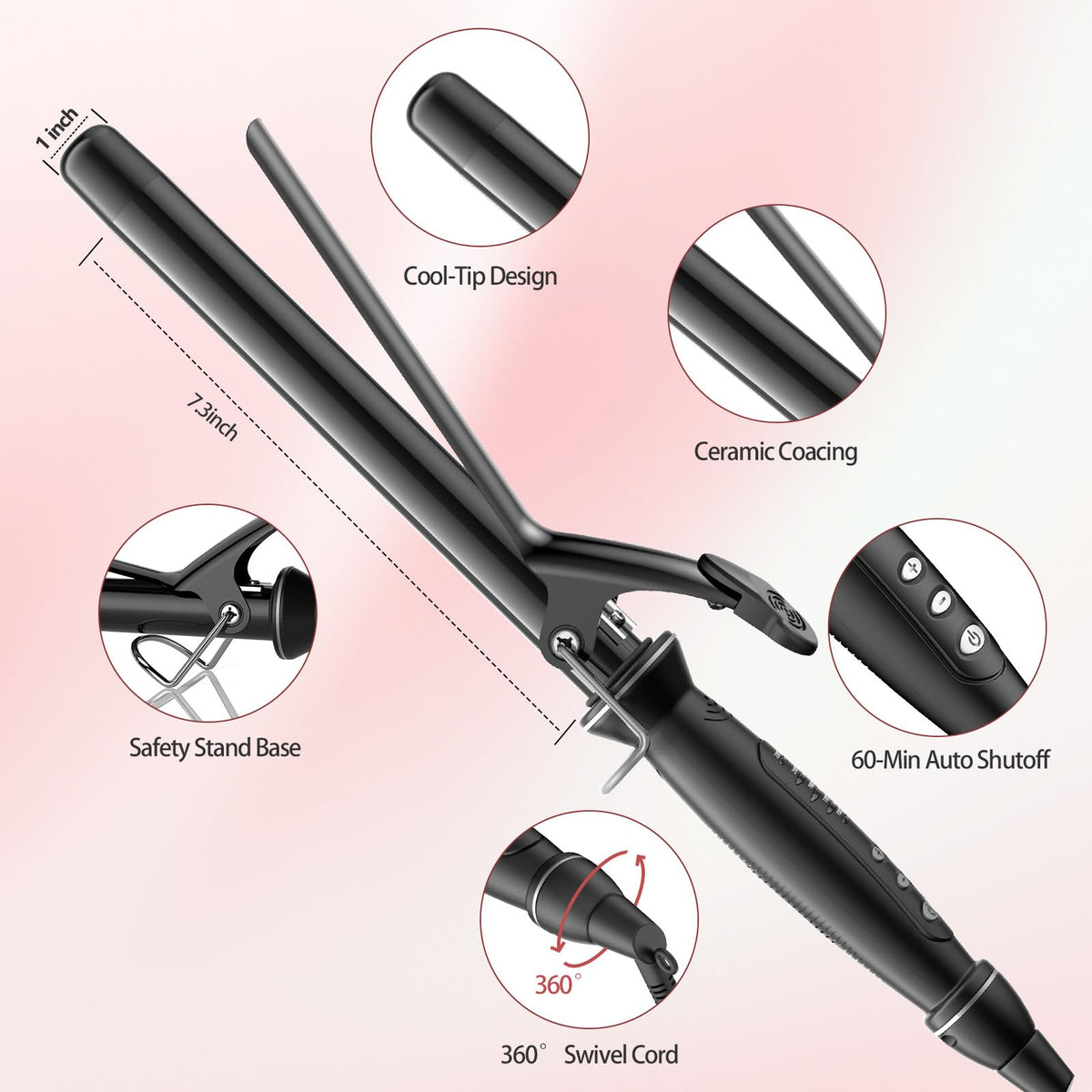 SAOSA curling iron with 30-second heat-up and five temperature options