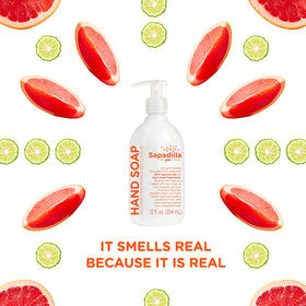 Sapadilla aroma oil blend graphic highlights grapefruit bergamot notes.