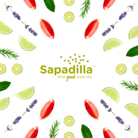 Sapadilla fresh citrus notes swirl illustrating invigorating fragrance.