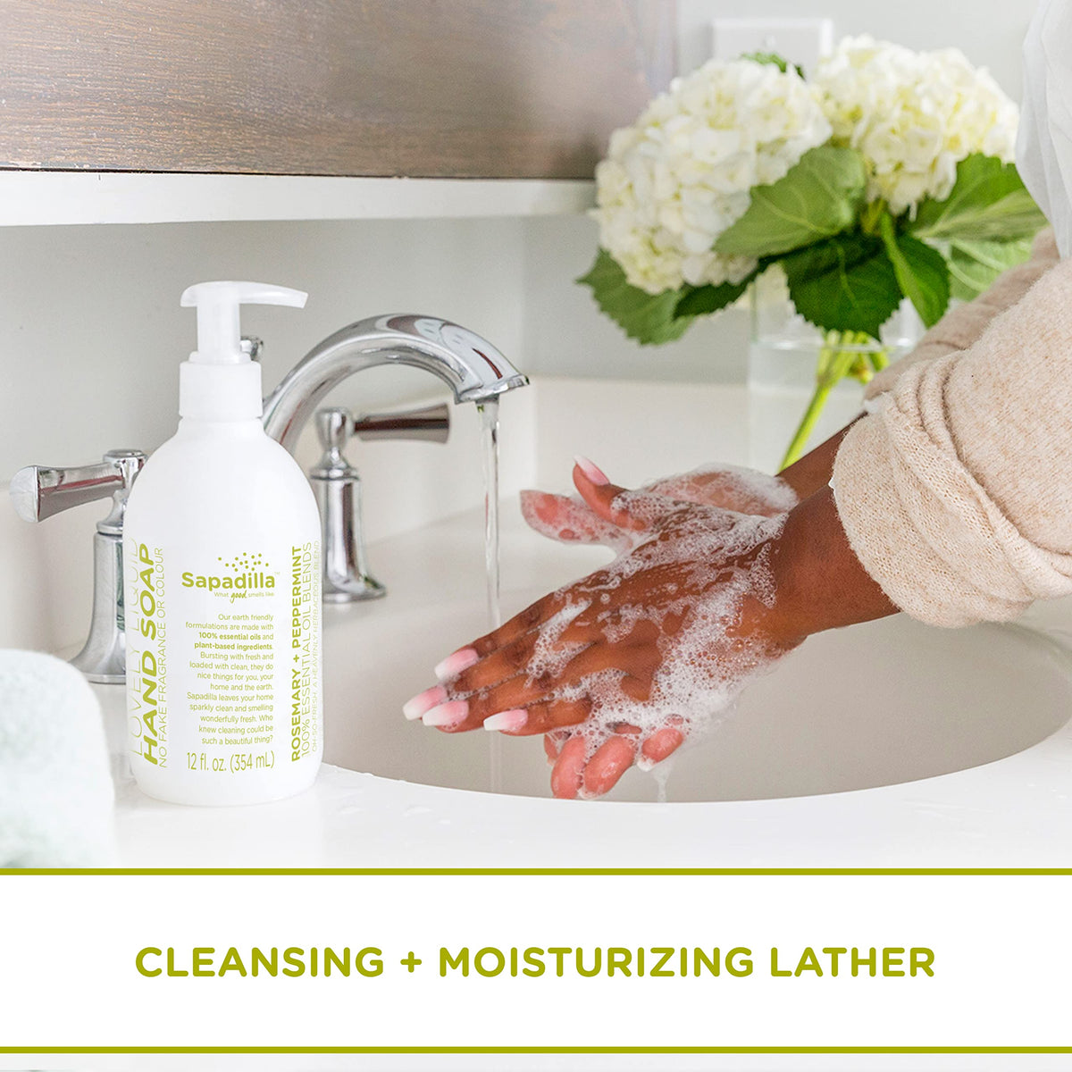 Sapadilla pack of three hand soap bottles for family use.