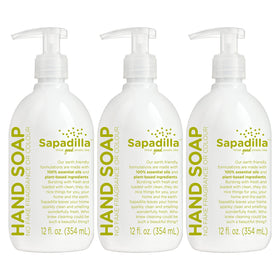 Sapadilla Rosemary and Peppermint hand soap bottle with aromatic oils for refreshing cleansing.