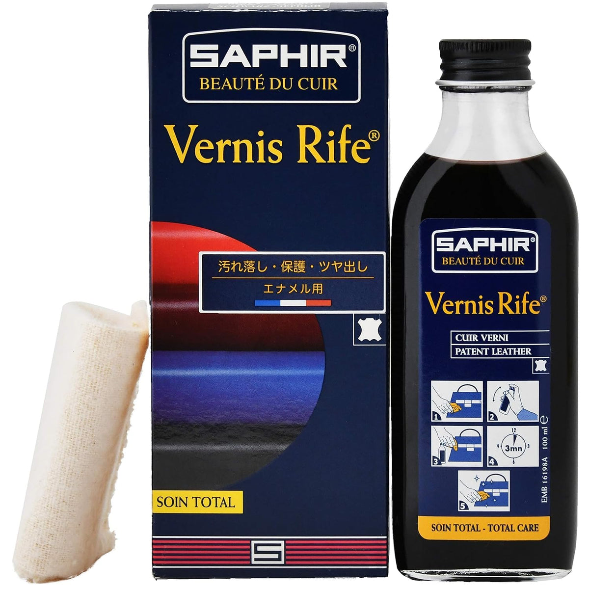 SAPHIR Vernis Rife patent leather cleaner bottle for deep cleaning and protection