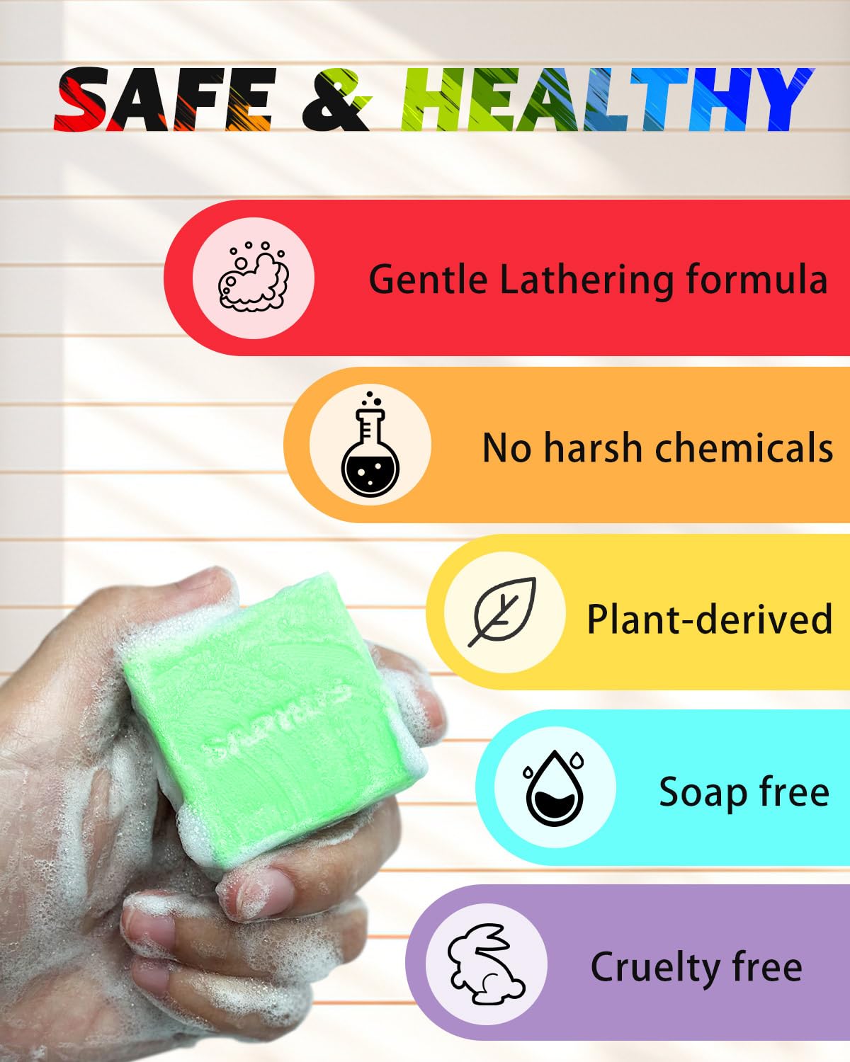 SAPHUS coconut shampoo bar with tropical fragrance for soft, residue-free hair.