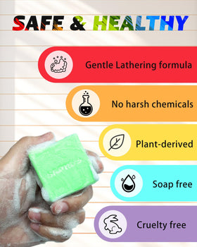 SAPHUS coconut shampoo bar with tropical fragrance for soft, residue-free hair.